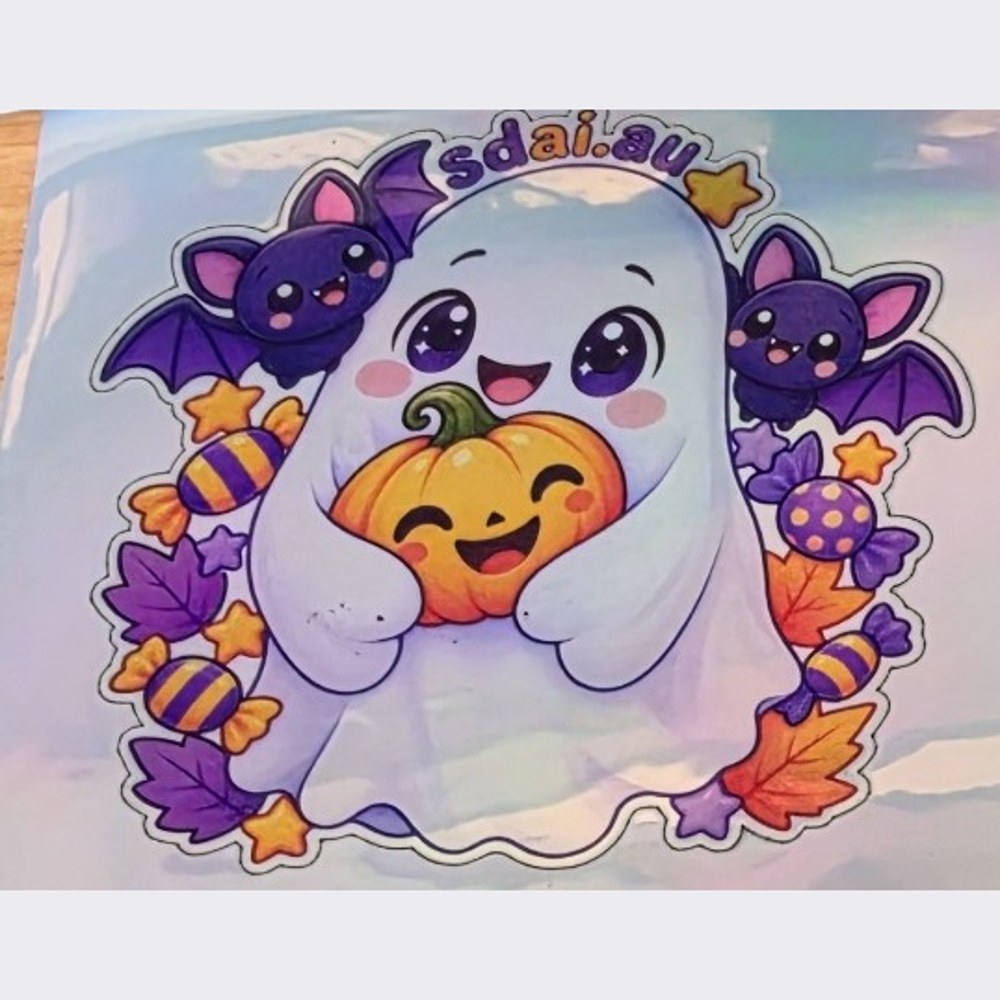 Holographic Halloween Ghost Sticker – 3 Pack